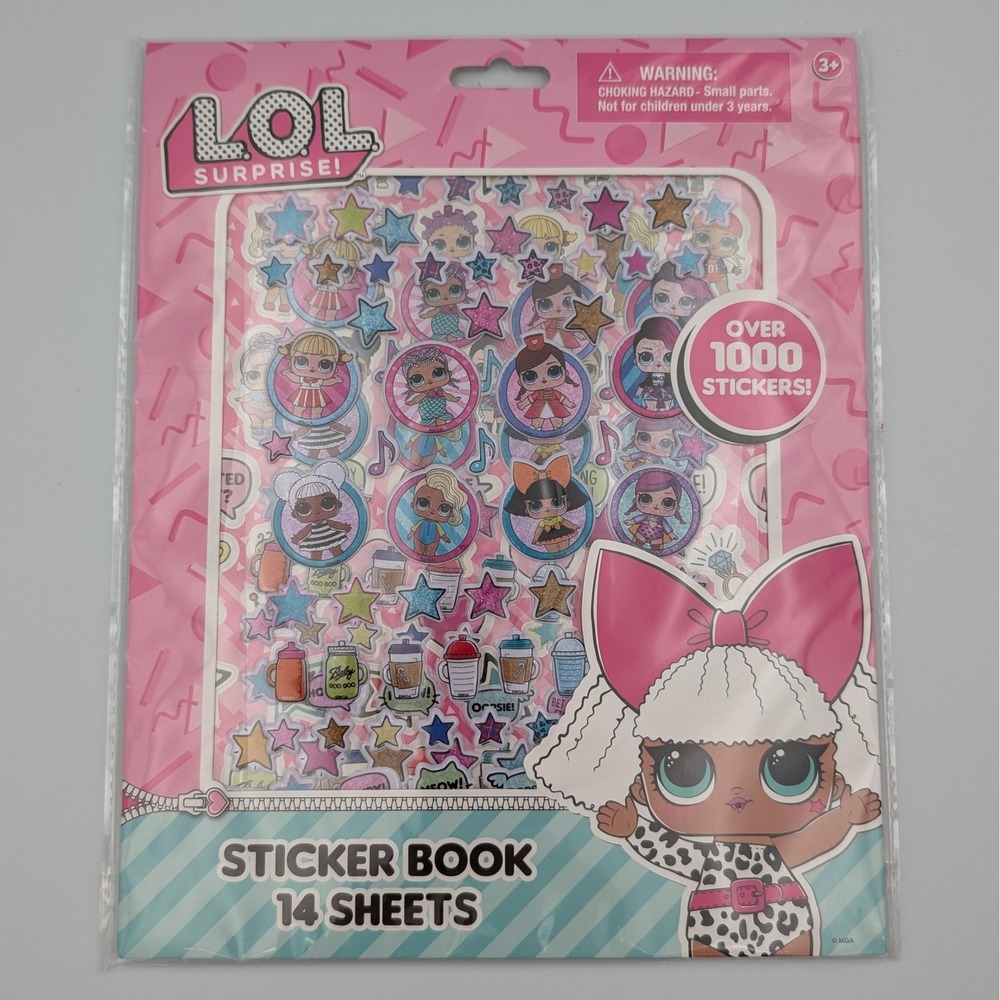 LOL Surprise Sticker Book 1000 Stickers 14 Sheets Kids Activity Set Pink New